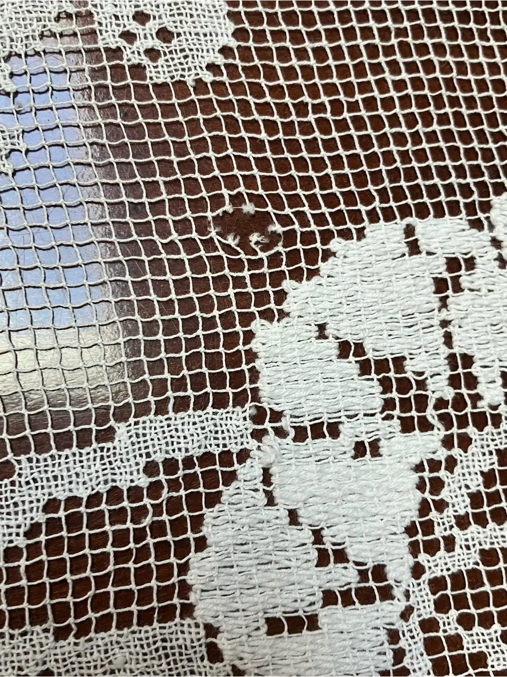 VTG Handmade Lace White TableCloth Rectangle Floral Maximalist Grannycore 64x80